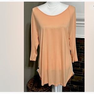 Soft Surroundings size medium tunic sheer top.Peach front mixed media back.